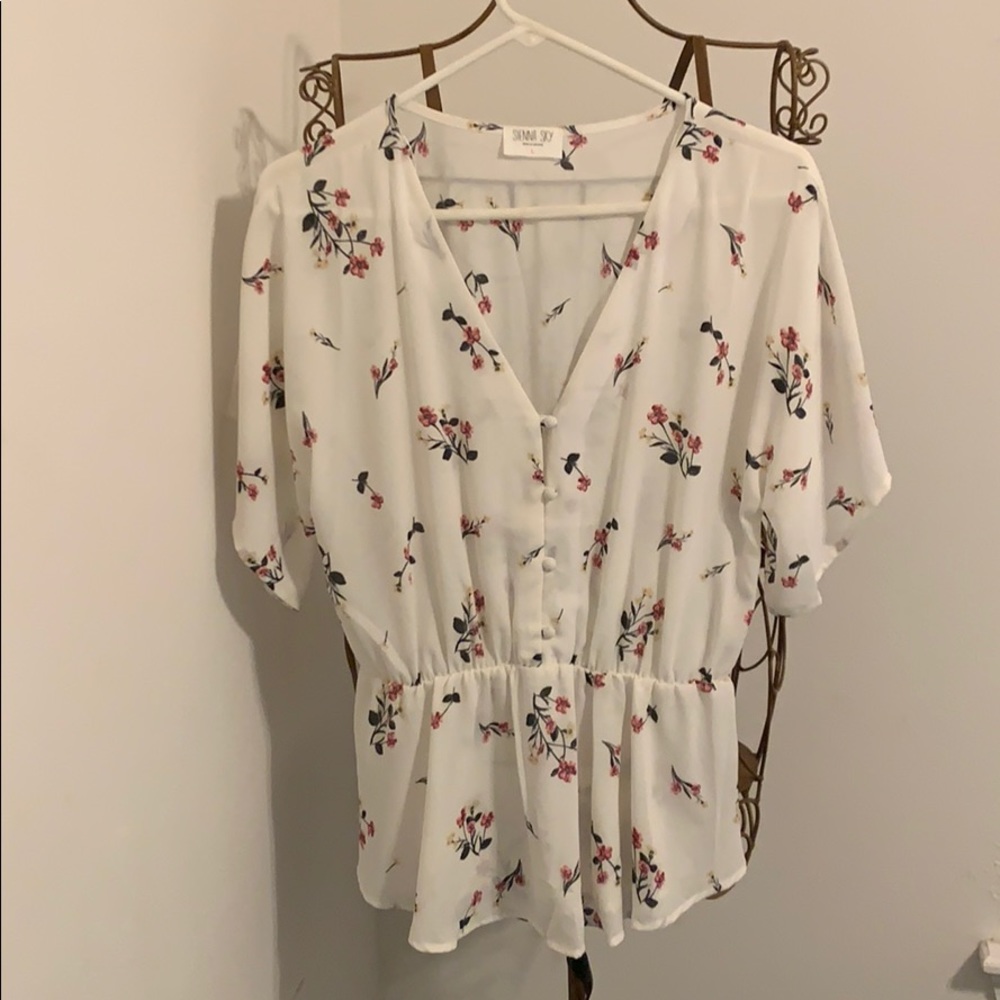 Sienna Sky White Blouse with Floral Print